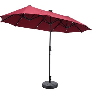 Ainfox 13ft Outdoor Patio Umbrella with Solar Lights and Decorative Pattern Umbrella Base - 1 of 4