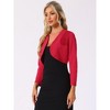 INSPIRE CHIC Women's Elegant Long Sleeve Floral Lace Panel Knit Crop Cardigan Shrug - 3 of 4