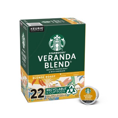 Starbucks Blonde Light Roast K-Cup Coffee Pods — Veranda Blend for Keurig Brewers — 1 box (22 pods)