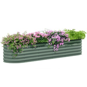 Outsunny Galvanized Raised Garden Bed Kit, Metal Planter Box with Safety Edging - 1 of 4