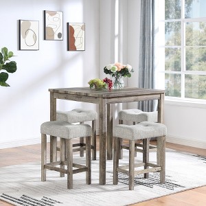 5-Piece Bar Height Dining Set with Bar Table and Ergonomic Stools - 1 of 4