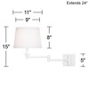 360 Lighting Modern Vero Swing Arm Wall Lamps Set of 2 White Metal Plug-in Light Fixture Hardback Tapered Drum Shade for Bedroom Bedside Living Room - 4 of 4