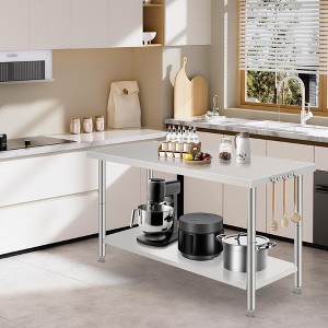 60X24x35 Inch Stainless Steel Work Table with Double Shelf, Heavy Duty Prep Station for Kitchen Restaurant or Garage Storage - 1 of 4