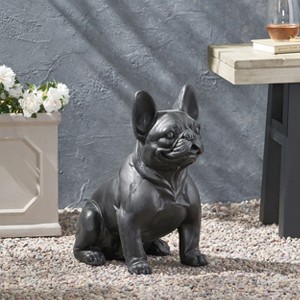 Gulches DOG GARDEN SCULPTURE, Outdoor French Bulldog Garden Statue, Matte Black, No Assembly Required - 1 of 4