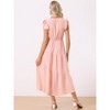 Allegra K Women's Summer Boho V Neck Short Sleeve Ruffle Elastic Waist Tiered Beach Maxi Sundresses - 4 of 4