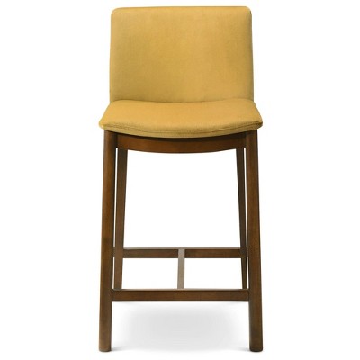 Vynxaria Yellow Dining Chairs - Mid-Century Vegan Leather Counter Seating