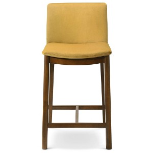 Vynxaria Yellow Dining Chairs - Mid-Century Vegan Leather Counter Seating - 1 of 4