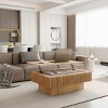 38" Large Rectangle Wood Coffee Table with Storage and Lift-Top, Wood Veneer Fluted Design, Adjustable Height for Living Room or Office – Cuddlewood - 2 of 4