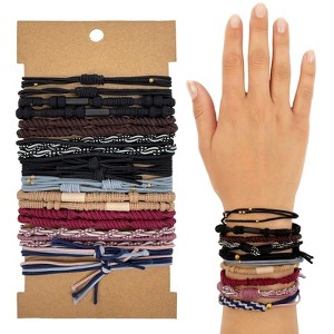 Wrapables Boho Hair Tie Bracelets for Women, No Damage Elastic Hair Bands, Hair Accessories for Thick and Thin Ponytails (20pcs) - 1 of 4