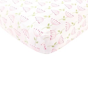 Touched by Nature Baby Girl Organic Cotton Crib Sheet, Flower, One Size - 1 of 1