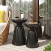ACEPANO 15 in. W Set of 2 Horn-Shaped Outdoor Wrought Iron Side Tables for Patio-Black - 2 of 4