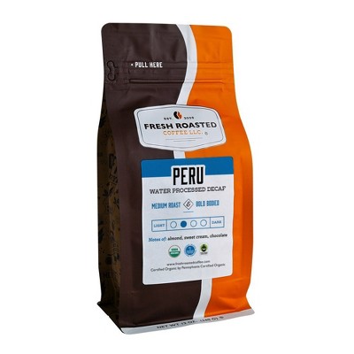 Fresh Roasted Coffee, Organic Peruvian Decaf, Medium Roast Whole Bean - 12oz