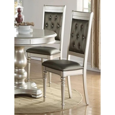 21"Luxury Silver Accent Tufted Upholstered Chairs