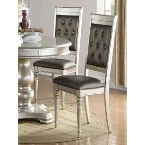 21"Luxury Silver Accent Tufted Upholstered Chairs - 1 of 4