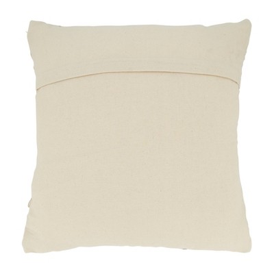 Gray and Beige 20" Cotton Woven Square Throw Pillow