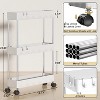 LunaLulinlk 3 Tier Slim Rolling Storage Cart, Slim Cart Kitchen Storage Organizer Rolling Utility/ Mobile Shelving Unit Slide Out Storage Cart, White - 2 of 4