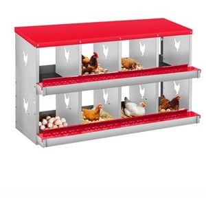 Chicken Nesting Boxes, Two-Tier Metal Chicken Egg Laying Box,Large Vented Holes for Egg Collection - 1 of 4