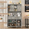 67.7"H Pantry Storage Cabinet with Sliding Barn Doors & Adjustable Shelf, Sideboard Buffet Cabinet - 4 of 4