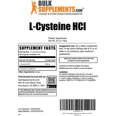 BulkSupplements L-Cysteine HCl Powder