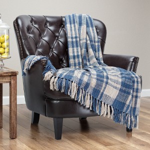 Chanasya Farmhouse Plaid Throw Blanket Knit Decorative Blanket - 1 of 4