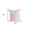 HomeRoots 20" X 20" Pink And Off-White 100% Cotton Patchwork Zippered Pillow - 3 of 4