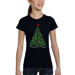 LA Pop Art We Wish You A Merry Christmas - Girl's Word Art T-Shirt - 1 of 4
