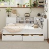 Merax Wooden L-Shaped Daybed with Upholstered Storage Headboard, USB Charging Ports & Storage Bookcase - 3 of 4