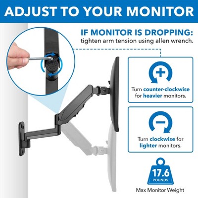 Dual Monitor Full-Motion Wall Mount with Gas Spring Lift