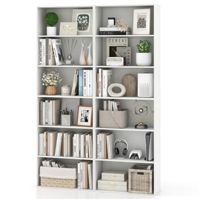 Tangkula 6-Tier Bookshelf 70" Tall Wooden Freestanding Storage Organizer w/ Open Shelves