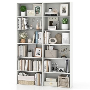 Tangkula 6-Tier Bookshelf 70" Tall Wooden Freestanding Storage Organizer w/ Open Shelves - 1 of 4