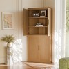 Spassway Natural Wood 2-Piece Tall Wood Storage Cabinet Pantry Cabinet with 4 Adjustable Shelves 4 Doors Freestanding Organizer for Living Room - 3 of 4