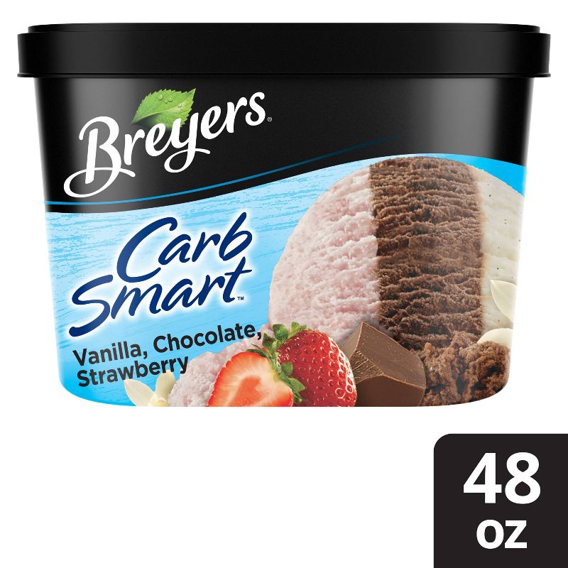 Breyers Carb Smart Vanilla + Chocolate + Strawberry Frozen Dairy Dessert - 48oz, 1 of 8
