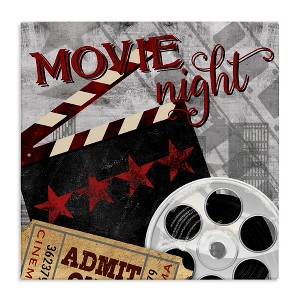 Stupell Industries Movie Night Cinema Reel Entertainment Ticket Sign Canvas Art, 24" x 24" - 1 of 4