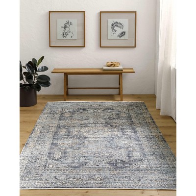 Hauteloom Margaret Medallion Navy Washable Area Rug