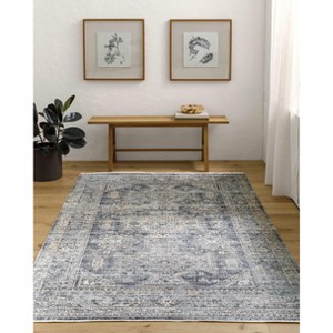 Hauteloom Margaret Medallion Navy Washable Area Rug - 1 of 4