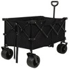 Grungis Folding Heavy Duty Wagon Cart with Adjustable Handle & Cup Holders,Shopping Cart with Quiet Wheels,Utility Cart for Camping,Shopping - 3 of 4