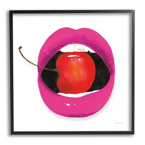 Stupell Industries Biting Cherry Lips Framed Giclee Art - image 1 of 4