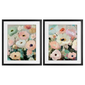 Stupell Industries Minty Garden Flowers 2pc Framed Print Under Glass Set - 1 of 4