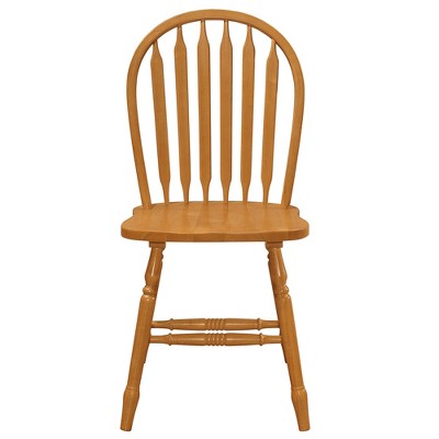 Light Oak High Back Windsor Solid Wood Side Chair Set