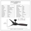 Urban Ambiance Luxury Modern Ceiling Fan 11.5''H x 54''W,  Midnight Black Finish,  Newcastle Collection, UHP9272 - 3 of 4