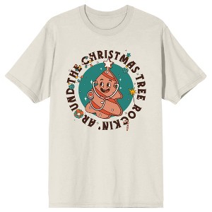 Rockin' Around The Christmas Tree Nurse Gingerbread Women's Tofu Short Sleeve Holiday Tee - 1 of 2