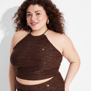 Women's Open Back High Neck Sequin Sweater Tank - Wild Fable™ - 1 of 3