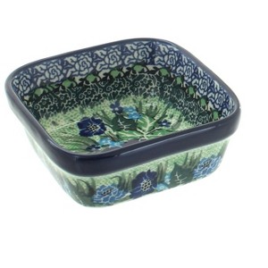 Blue Rose Polish Pottery 428 Ceramika Artystyczna Small Square Dish - 1 of 1