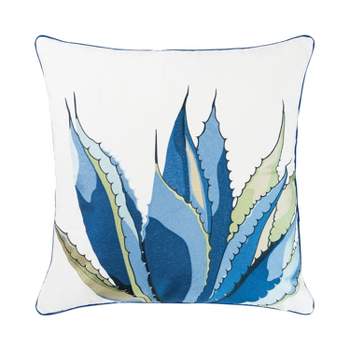 RightSide Designs Blue Agave Embroidered Outdoor Sunbrella Throw Pillow