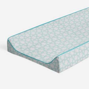 Bacati - Floral Quilted Muslin Changing Pad Cover Aqua