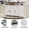 46.5'' Farmhouse Kitchen Island with Drape of Beads, Power Outlet, Rolling Kitchen Cart on Wheels with Drop Leaf - 3 of 4