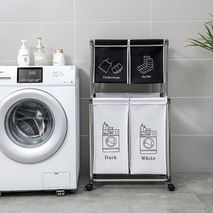 Yukimo 2 Tier Laundry Basket with 4 Removable Bags, Clothes Sorter Organizer with Wheels for Light and Dark Laundry - 1 of 4