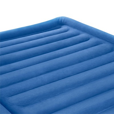 Full Size Blue and White Raised Air Mattress with Pump