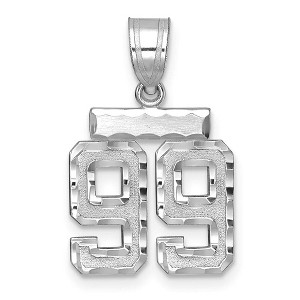 Black Bow Jewelry 14k White Gold, Varsity Collection, Small D/C Pendant, Number 99 - 1 of 3