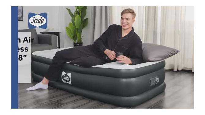 Sealy Tritech Inflatable Indoor or Outdoor Air Mattress Bed 18" Airbed with Built-In AC Pump, Storage Bag, and Repair Patch, 2 of 8, play video